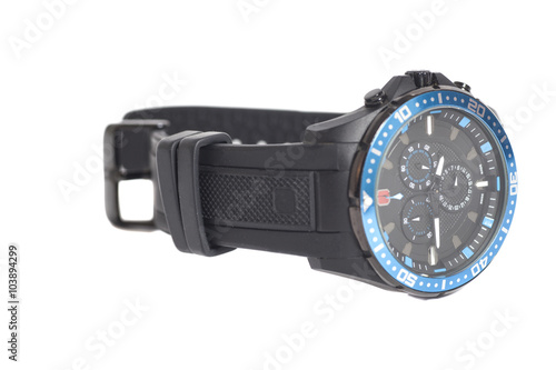 Black Mens Watch isolated on a white background