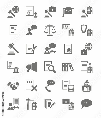 Legal services flat icons. 