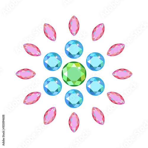 Scattered around gems isolated on white background