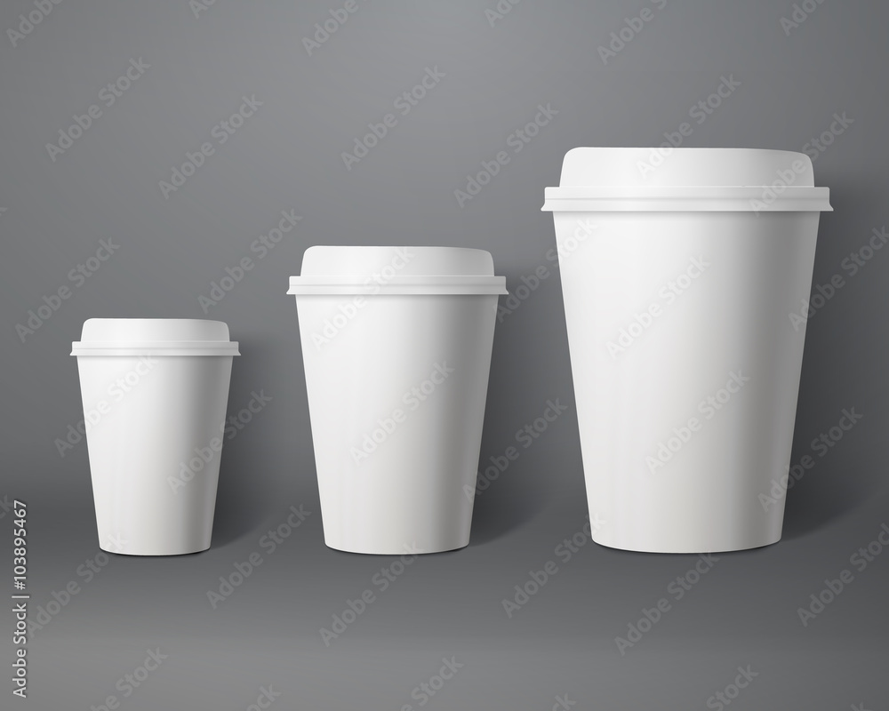 Vector Coffee Cup Set. Photorealistic 3D Vector EPS10 Paper Coff Vector Coffee Cup Set. Photorealistic 3D Vector EPS10 Paper Coff
