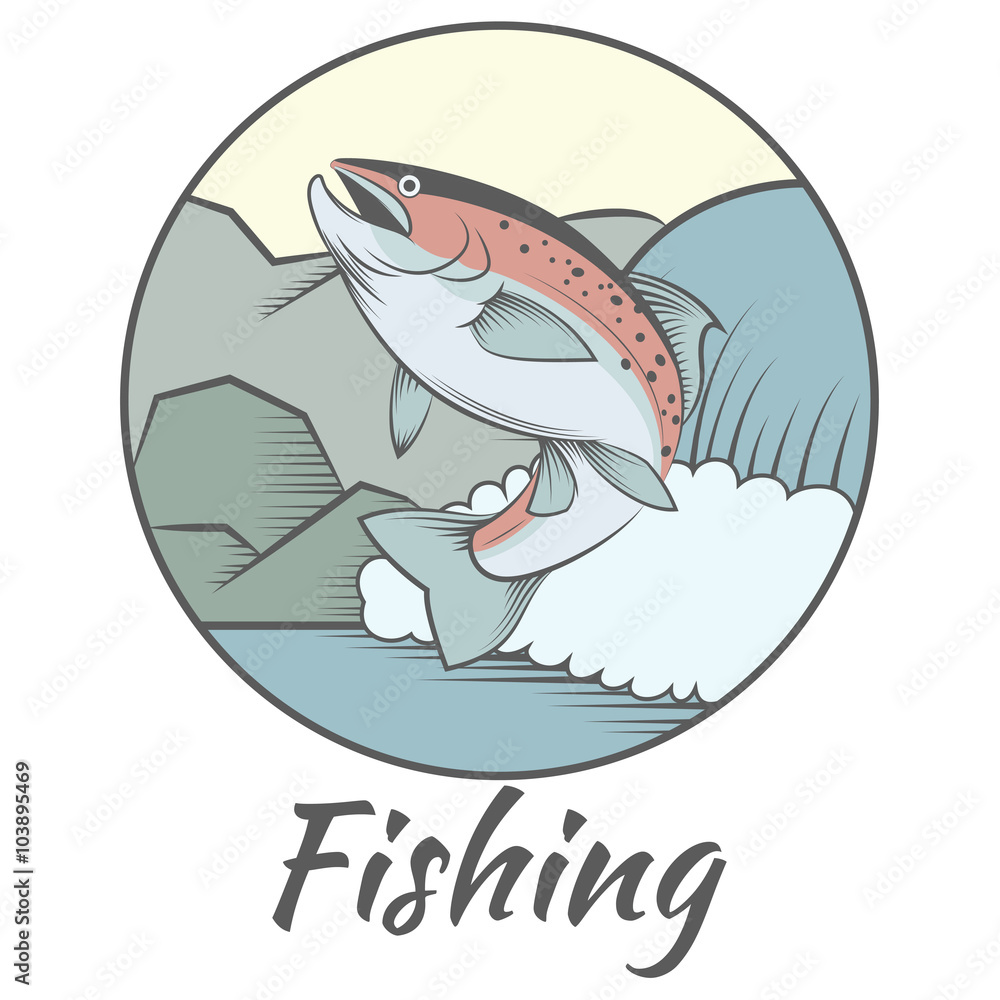 Naklejka premium Trout fishing banner