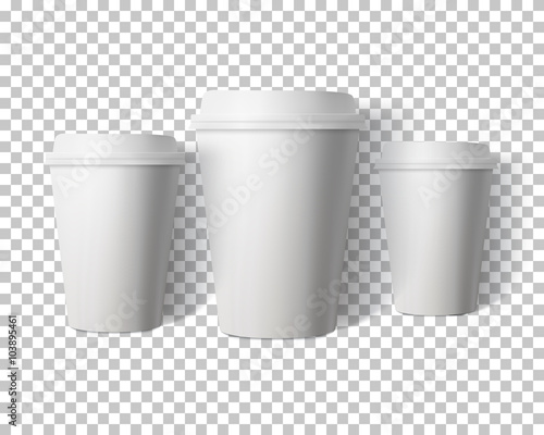 Vector Coffee Cup Set Isolated on Transparent PS Style Backgroun