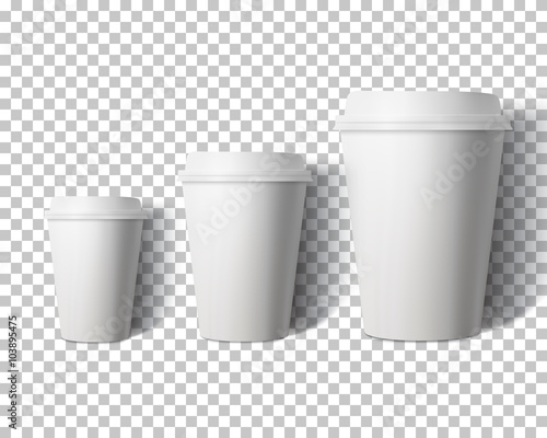 Vector Coffee Cup Set Isolated on Transparent PS Style Backgroun