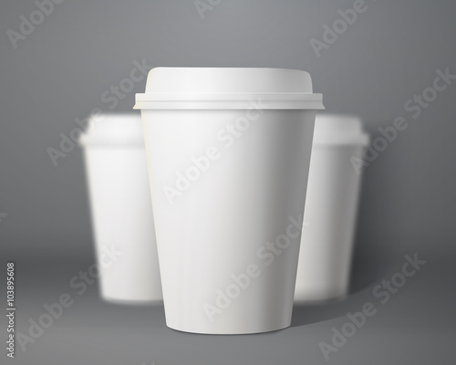 Wallpaper Mural Vector Coffee Cup Set with Blur Depth of Field Effect. Photoreal Torontodigital.ca