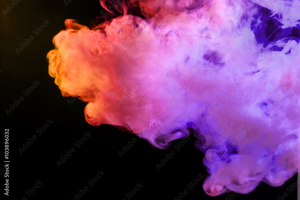 Stream color smoke on black background
