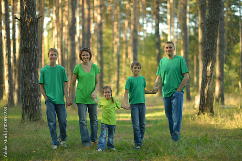  family walking forest 