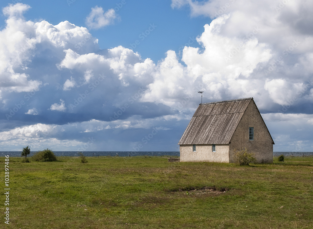 Small chapel by the sea, Gotland, Sweden. Liten kyrka/kapell vid havet på Gotland, Sverige Small chapel by the sea, Gotland, Sweden. Liten kyrka/kapell vid havet på Gotland, Sverige