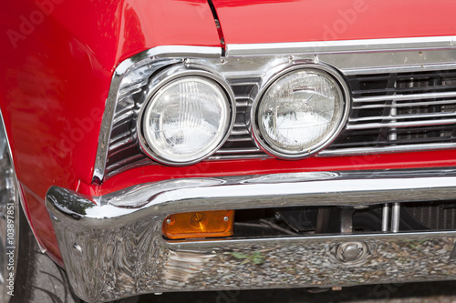 American vintage car, close-u