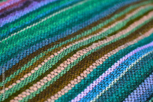Colored striped fabric handmade. Textile background.