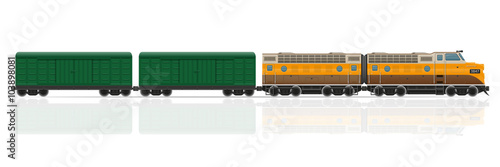 railway train with locomotive and wagons vector illustration