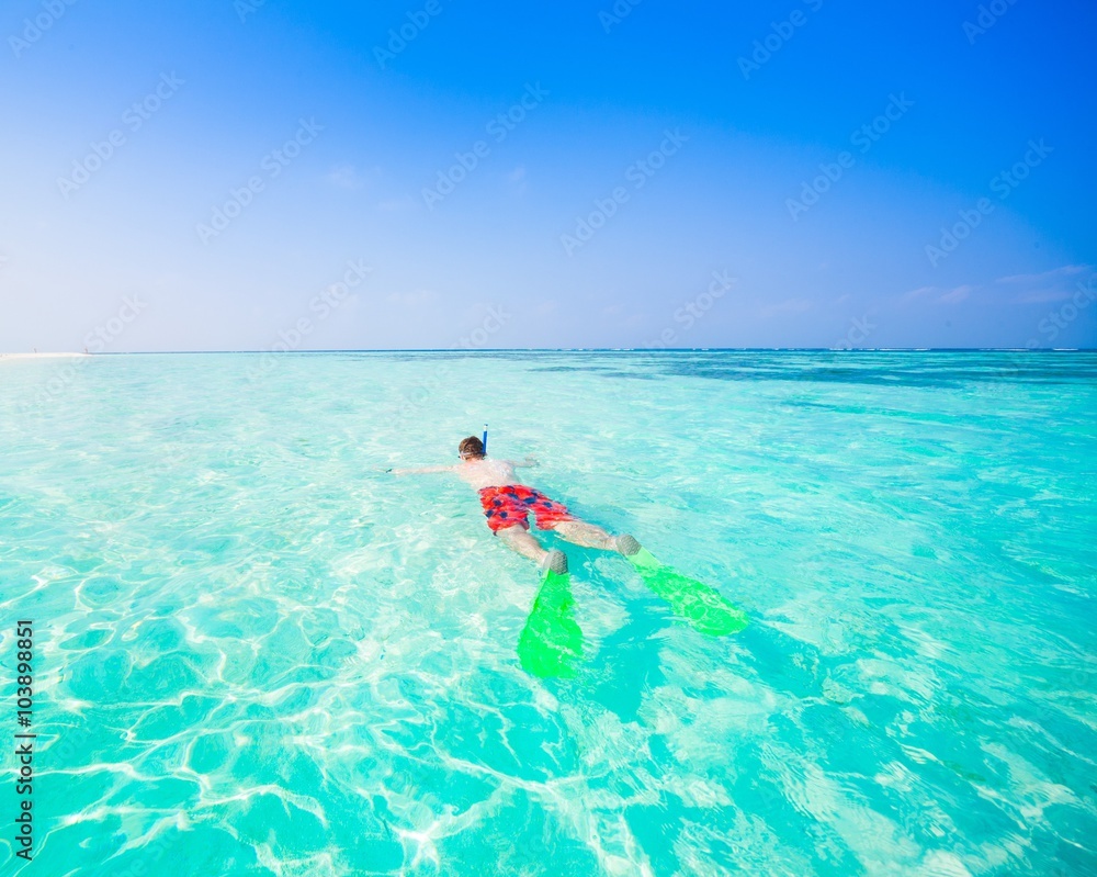 Maldives,  man snorkeling!