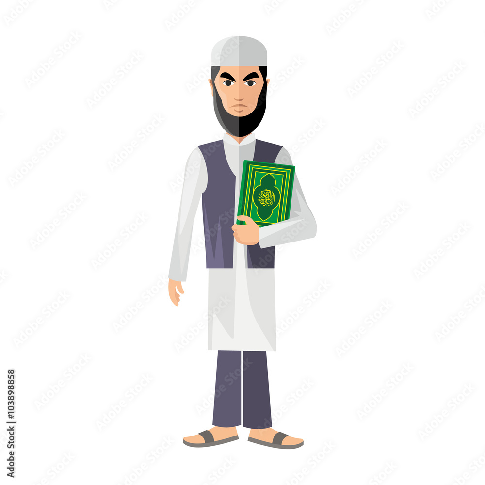 Arab,muslim,in keffiyeh and traditional clothing,with quran Arab,muslim,in keffiyeh and traditional clothing,with quran