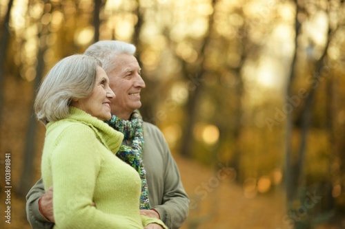 Old couple at autumn park