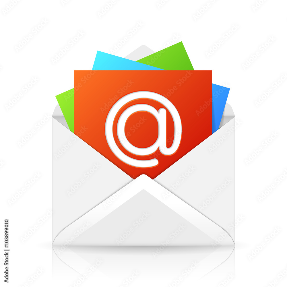 Opened Envelope with Colorful Paper Sheet Opened Envelope with Colorful Paper Sheet