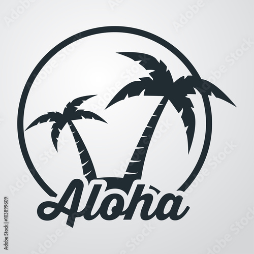 Icono plano Aloha en isla en fondo degradado