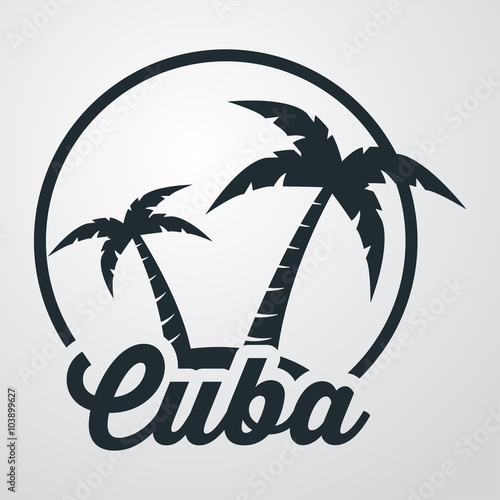 Icono plano Cuba en isla en fondo degradado