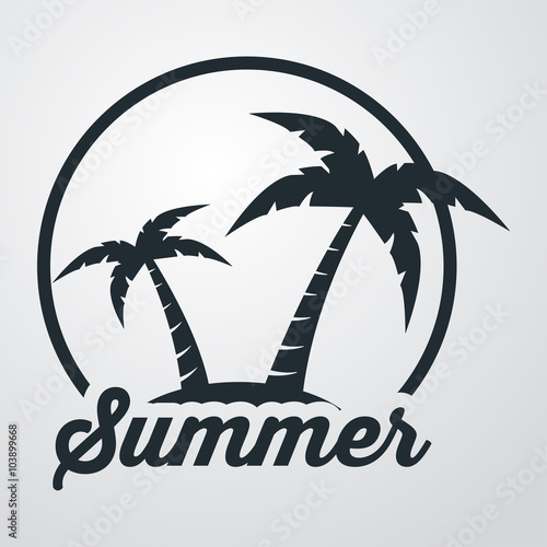 Icono plano Summer en isla en fondo degradado