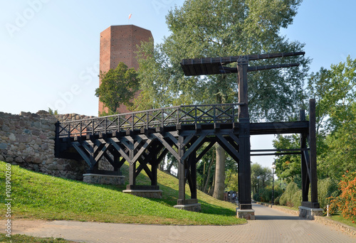Zrekonstruowany most zwodzony na zamku, Kruszwica, Polska photo