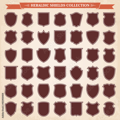 Heraldic shields silhouettes set