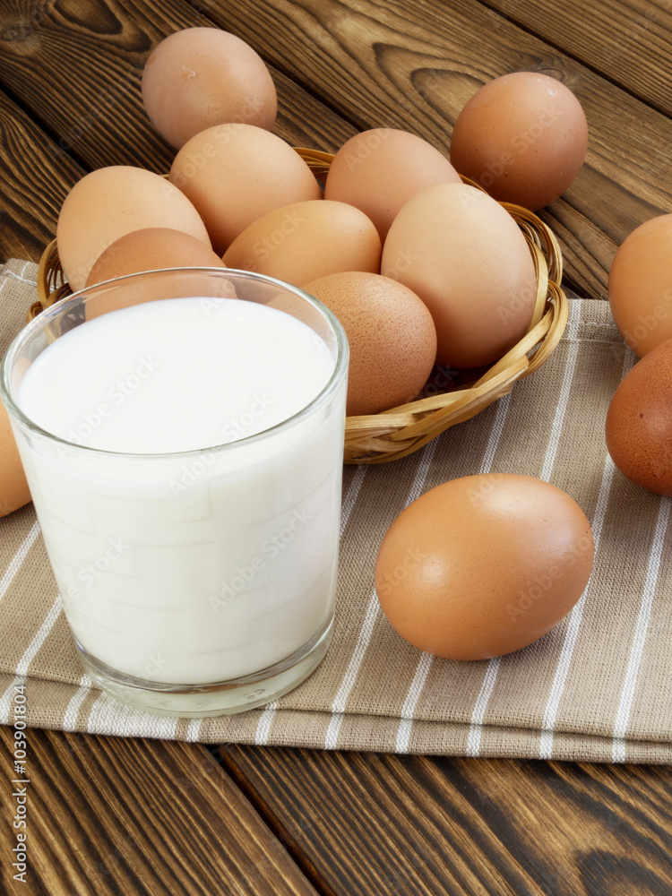 Eggs and a glass of milk Eggs and a glass of milk