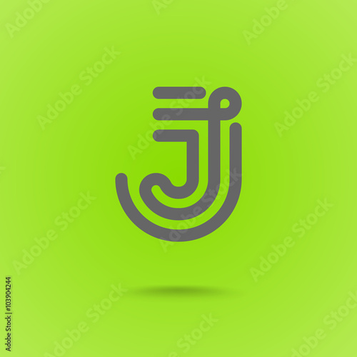 Vector Graphic Line Font Logo Element. Letter J
