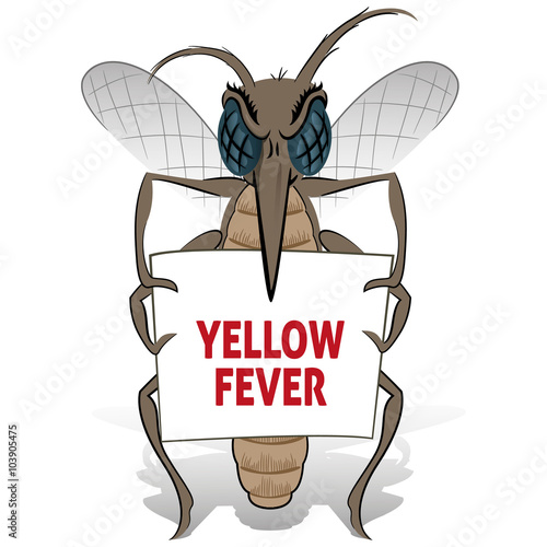 Mosquito stilt holding poster yellow fever