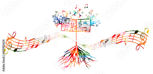 Colorful background with music stand