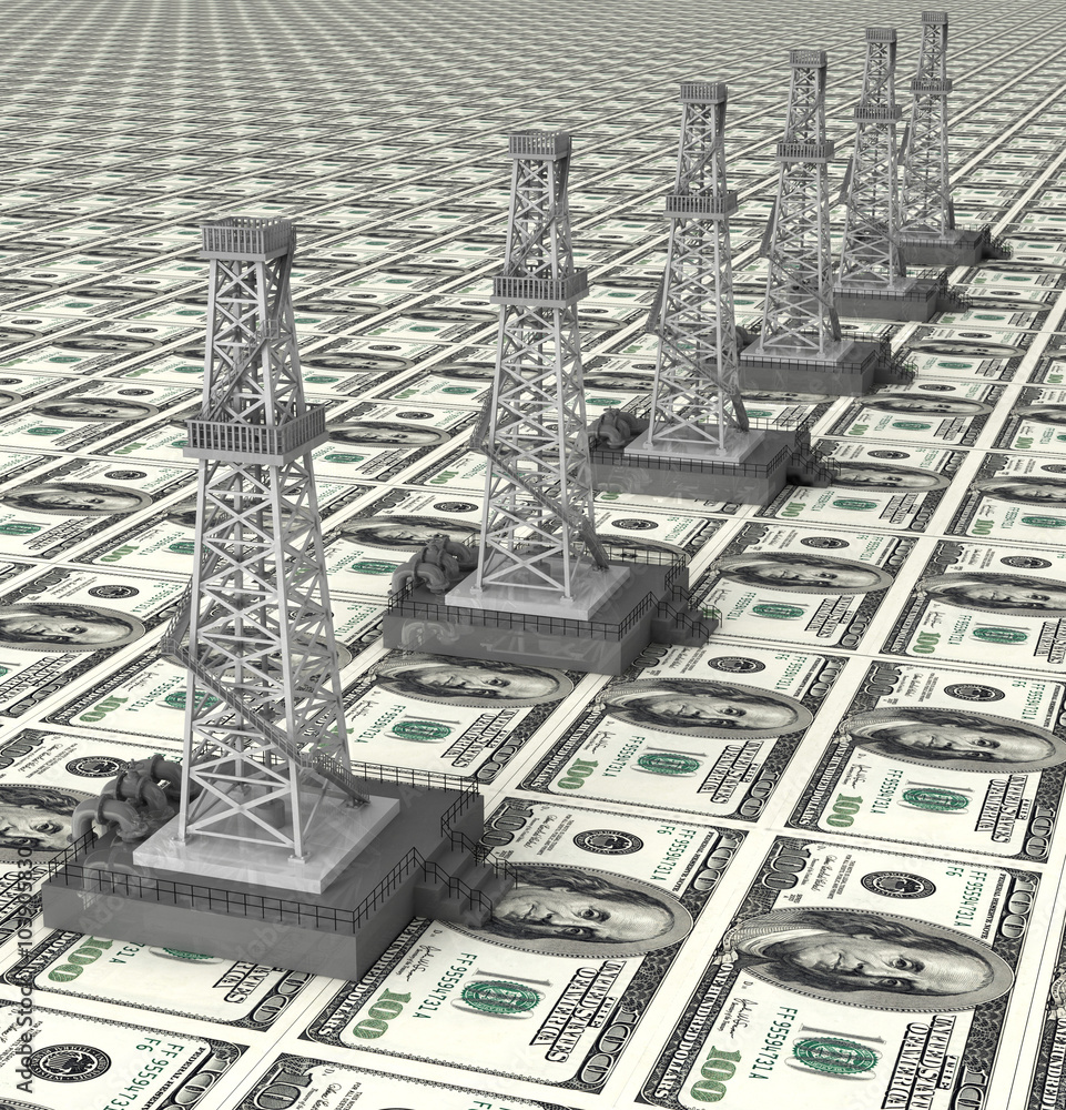 Fototapeta premium oil derrick tower dollar power