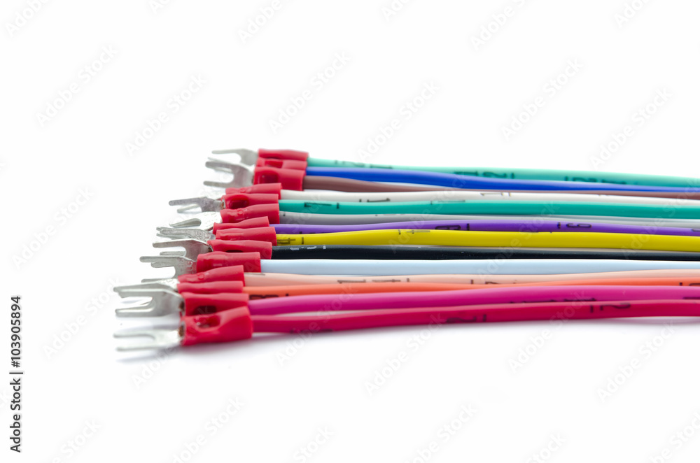 Colorful wire bundles on white background. Colorful wire bundles on white background.