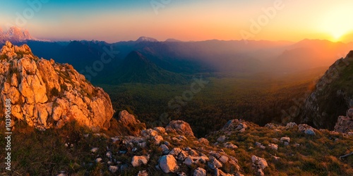 Mountain sunset summer