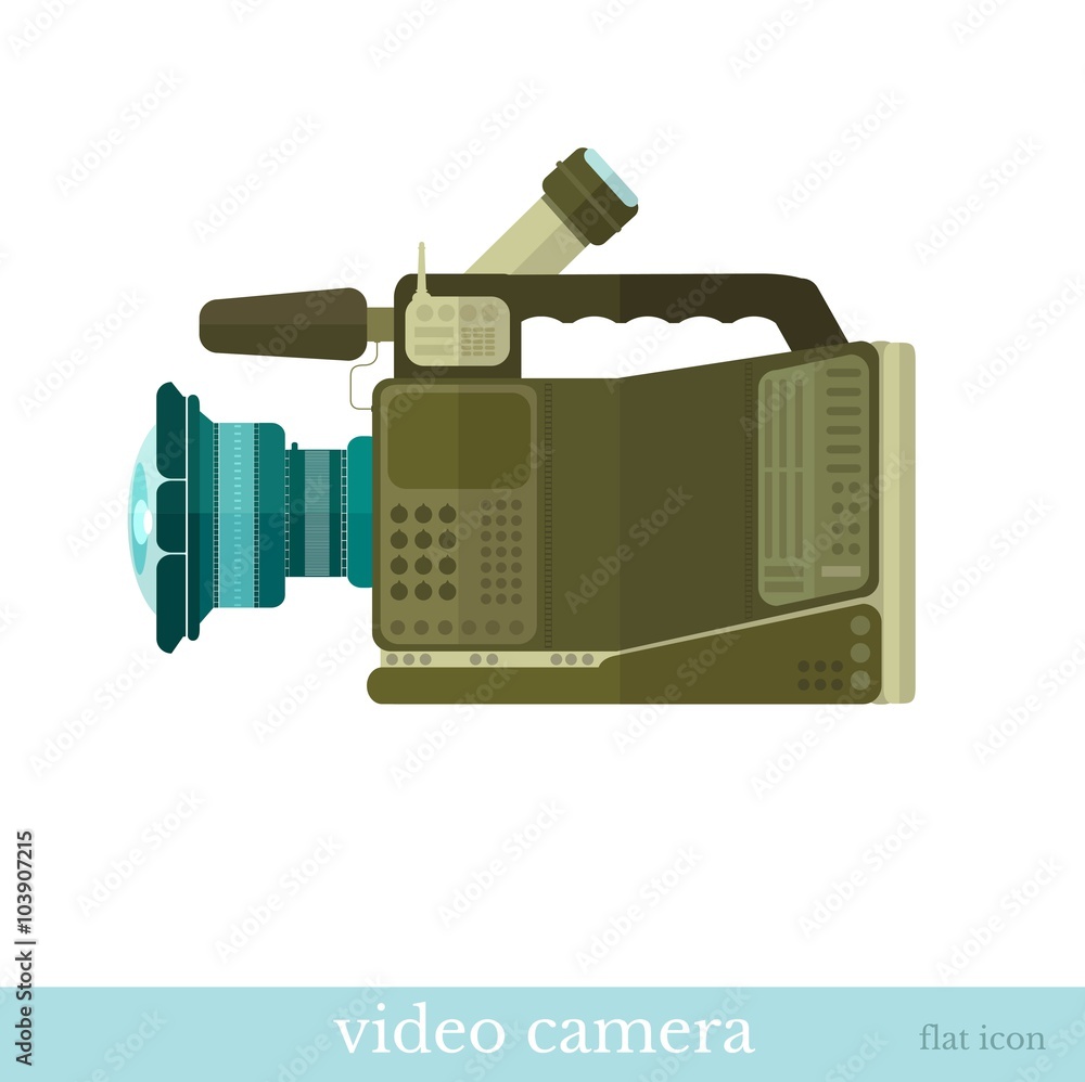 flat icon videocamera object on white flat icon videocamera object on white
