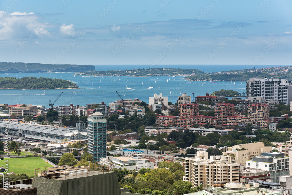 Sydney city and bay from height