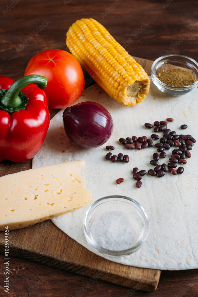 Vegetarian Mexican quesadillas with cheese Vegetarian Mexican quesadillas with cheese