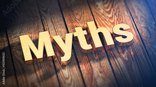 Word Myths on wood planks