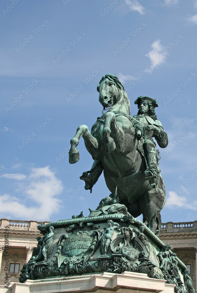 VIENNA, AUSTRIA - APRIL 22, 2010: Statue of Prince Eugene in front of Hofburg Palace, Vienna, Austria