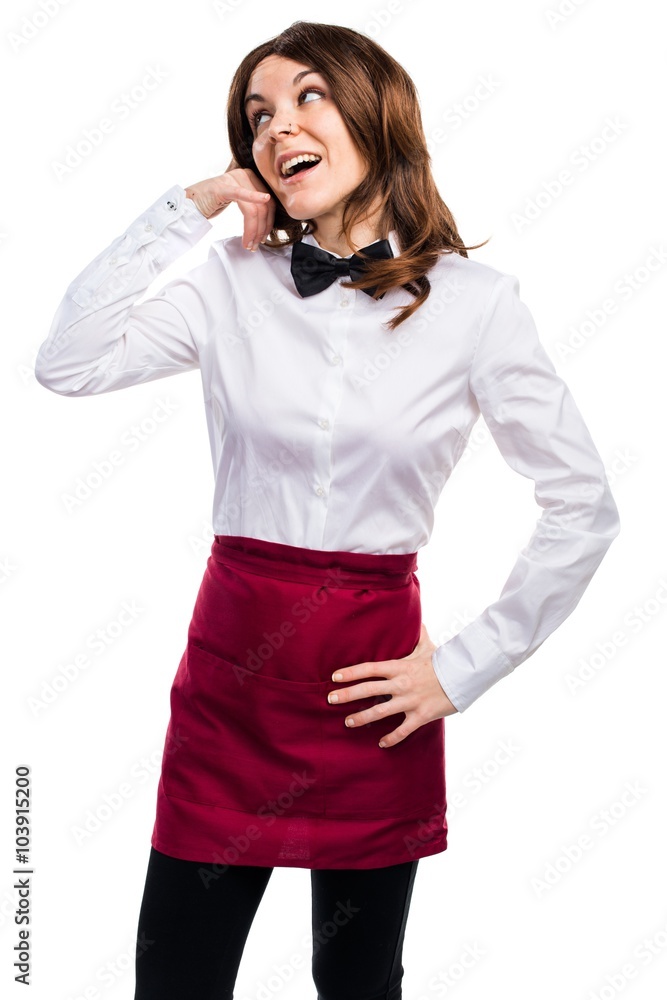 Waitress making phone gesture Waitress making phone gesture