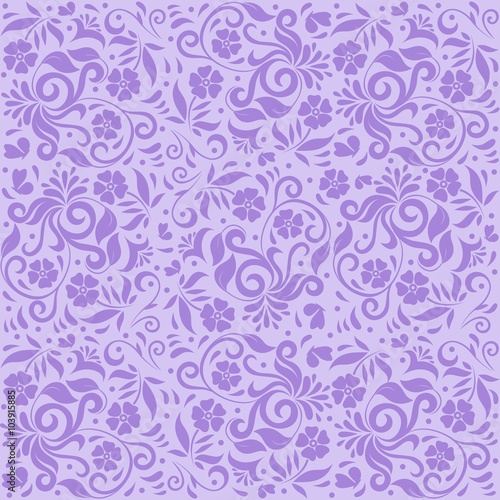 Purple Ornamental Floral Seamless Pattern