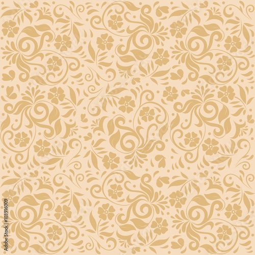Yellow Ornamental Floral Seamless Pattern
