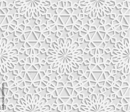 Seamless white geometric  pattern, east ornament, indian ornament, persian motif, vector. Endless texture can be used for wallpaper, pattern fills, web page  background,surface textures.