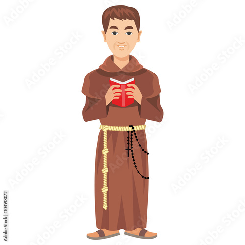 Catholic priest in a cassock with the Bible