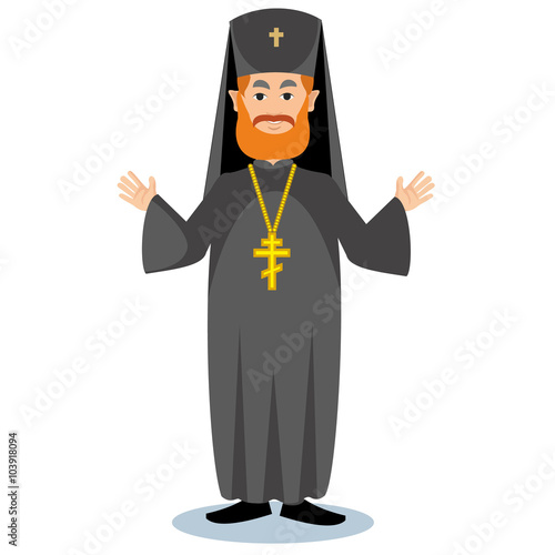 Orthodox priest in a cassock with a cross