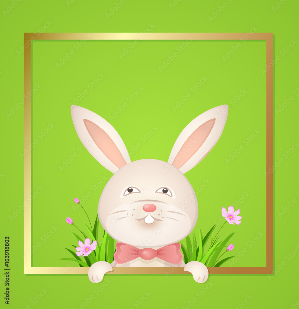 Obraz premium Rabbit with a red bow