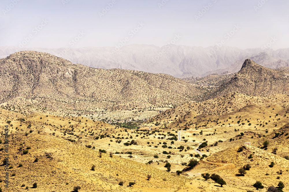 Desert landscape in Antiatlas Mountains, Morocco, Africa Desert landscape in Antiatlas Mountains, Morocco, Africa
