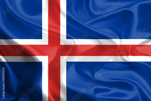 Waving Fabric Flag of Iceland