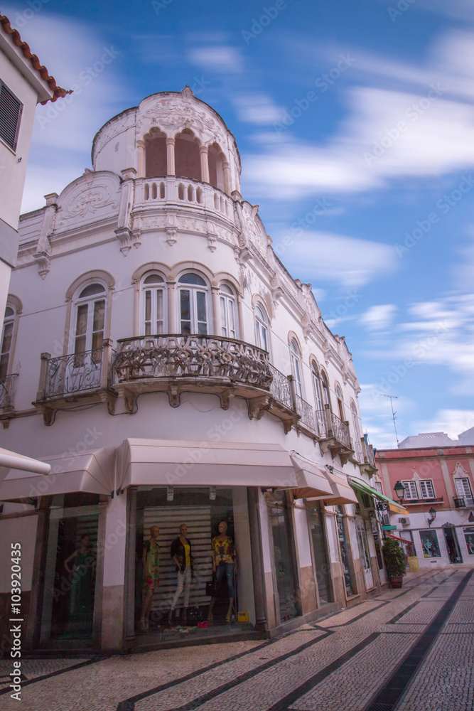 Exterior view of the typical portuguese architecture of the Algarve older buildings.