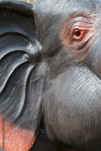 Photography close-up,wood carving elephants