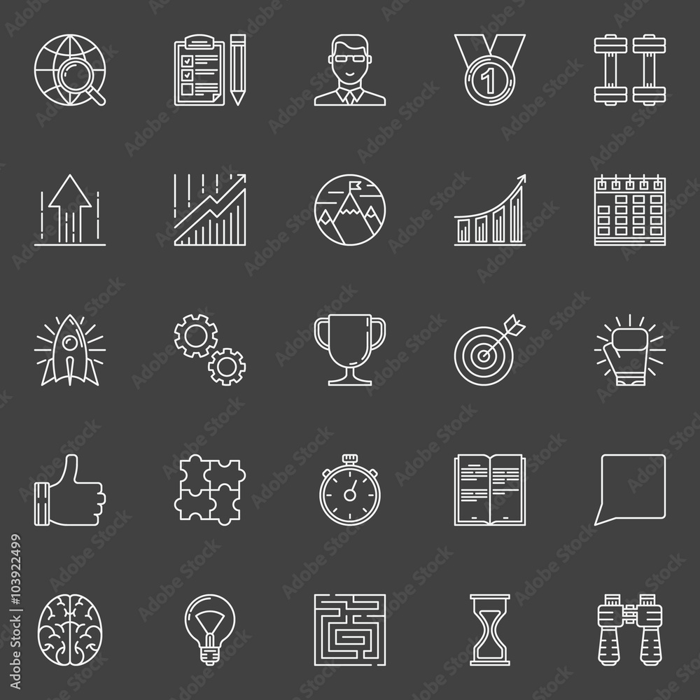 Motivation and success line icons