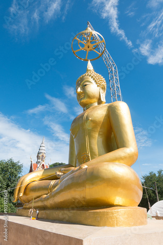 The huge golden Buddha at temple Thailand.