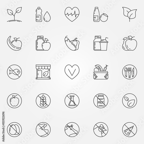 Vegetarian line icons set