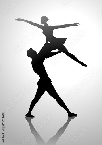 Silhouette illustration of a couple dancing ballet